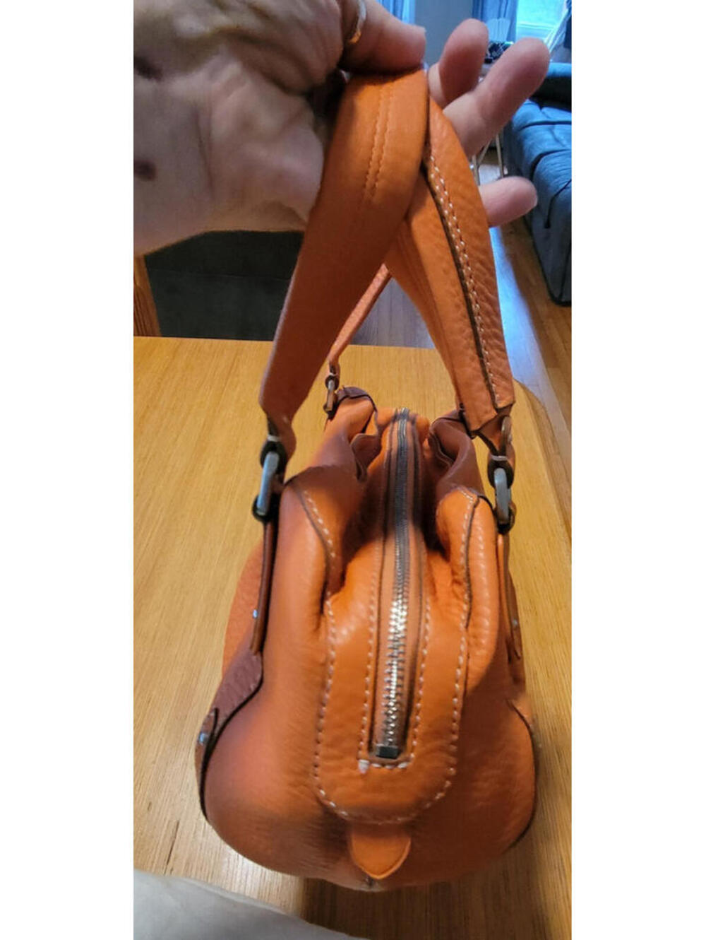 Cole Haan Village Leather Shoulder Bag Purse Orange with dust cover Pebble Soft - Picture 15 of 15